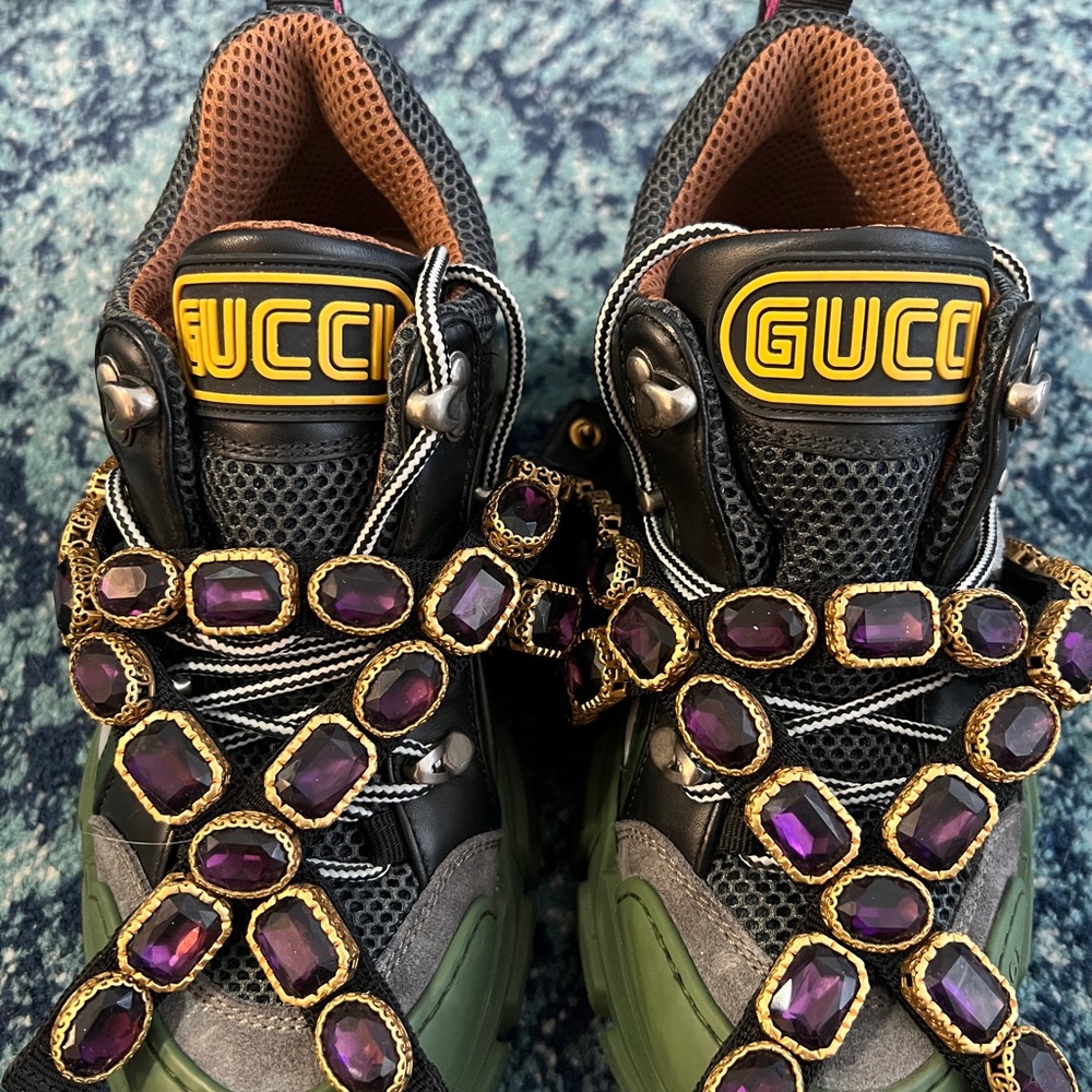 Gucci Flashtrek Sneakers with Purple Embellishments